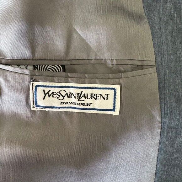 Yves Saint Laurent Mens YSL Slate Blue Striped Wool Sport Coat Blazer 44R - Picture 3 of 12